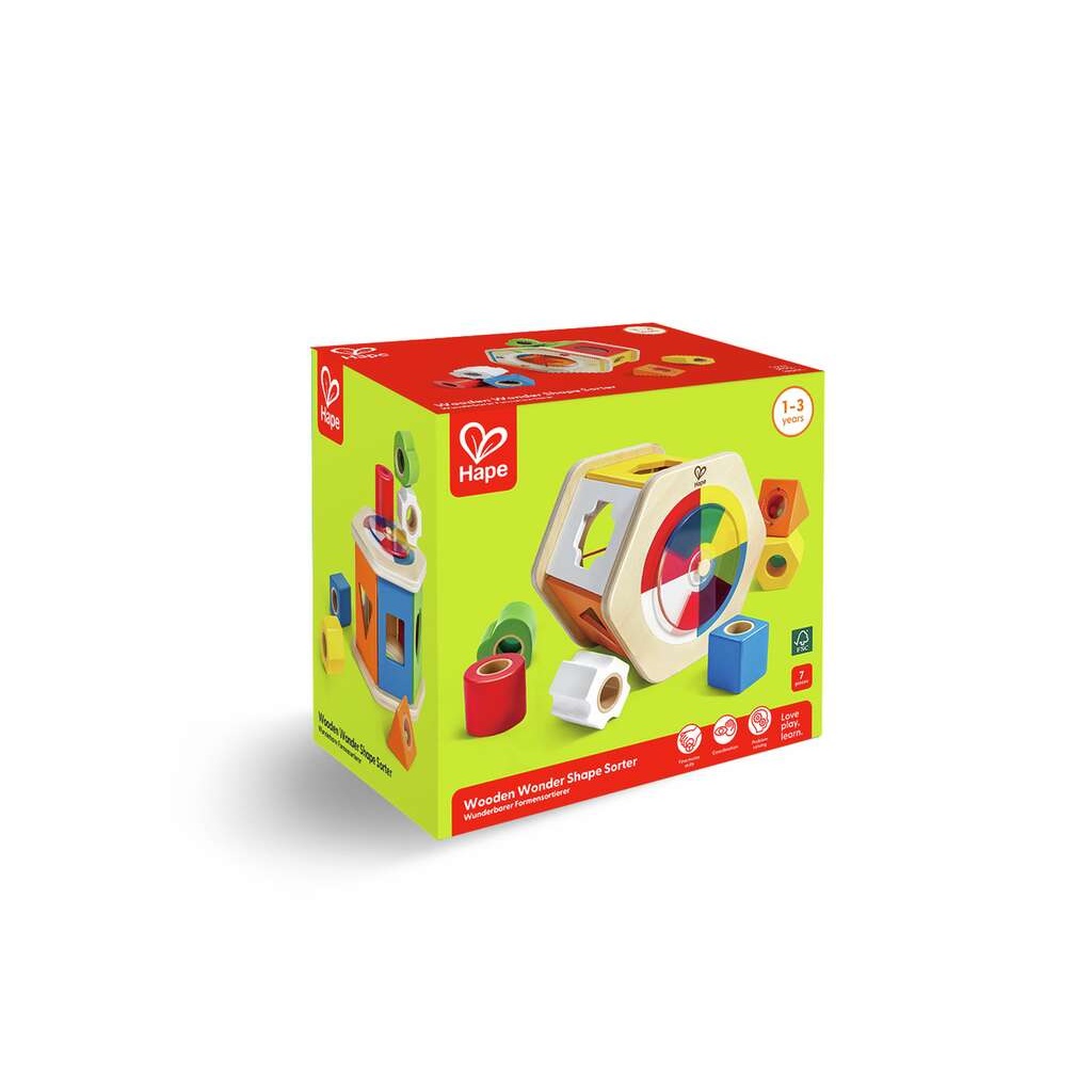 Hape Meraviglioso Smistatore di Forme in Legno - Giocattolo Educativo per Sviluppo delle Abilità Motorie e Riconoscimento dei Colori