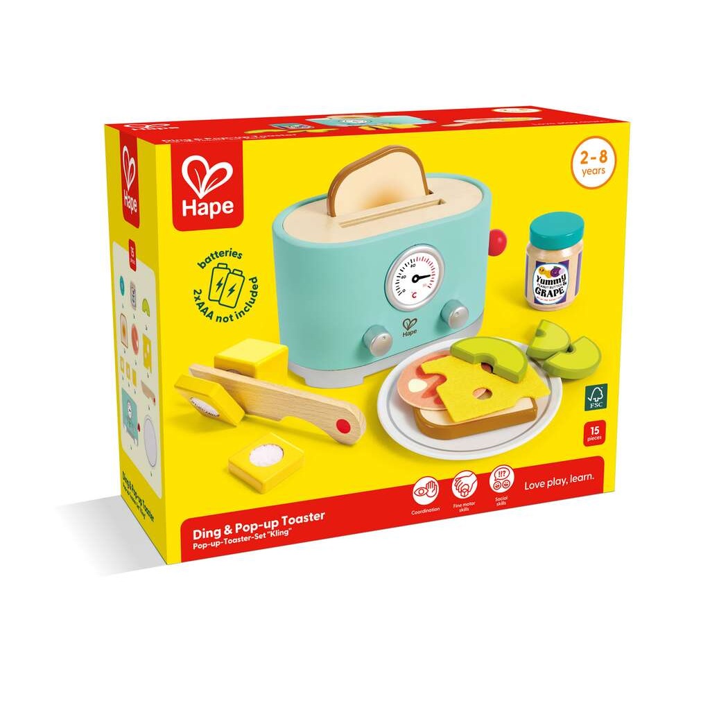 Hape Set di Tostapane a Comparsa Moderno con Timer e Suono - Gioco Creativo per Bambini a Partire da 2 Anni