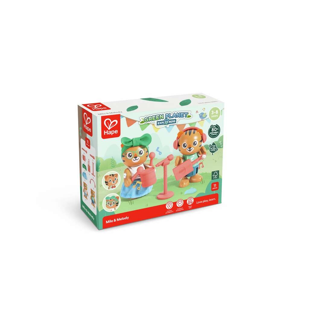 Hape Milo & Melody - Set di Figurine Ecologiche per Gioco di Ruolo dai 3 Anni