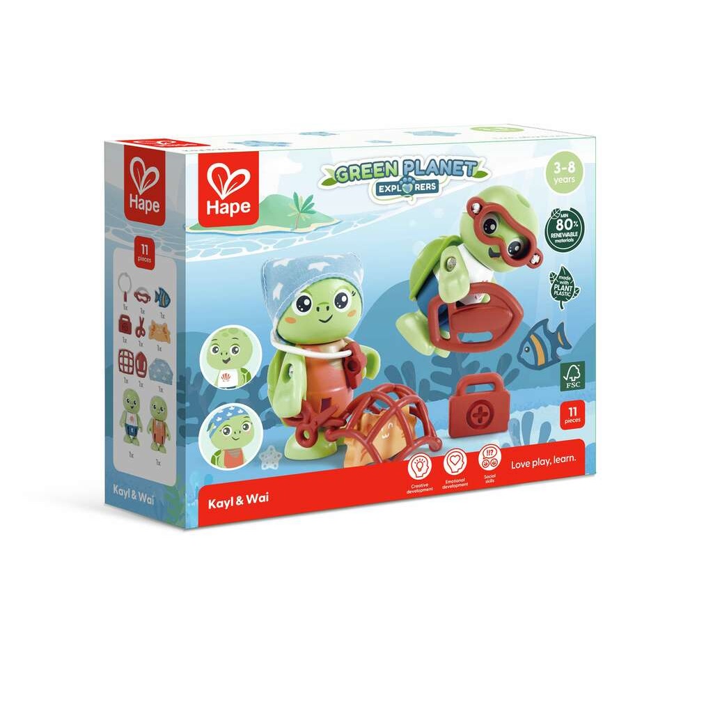 Hape Green Planet Explorers Kayl & Wai - Set di Figurine per Gioco di Ruolo per Bambini dai 3 Anni