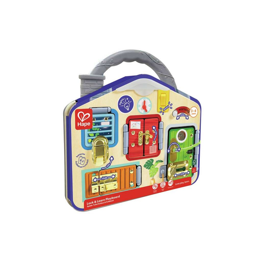 Hape Tavola di Apprendimento - Giocattolo Educativo per lo Sviluppo della Motricità Fine e delle Capacità Cognitive - 29,5x29x6 cm