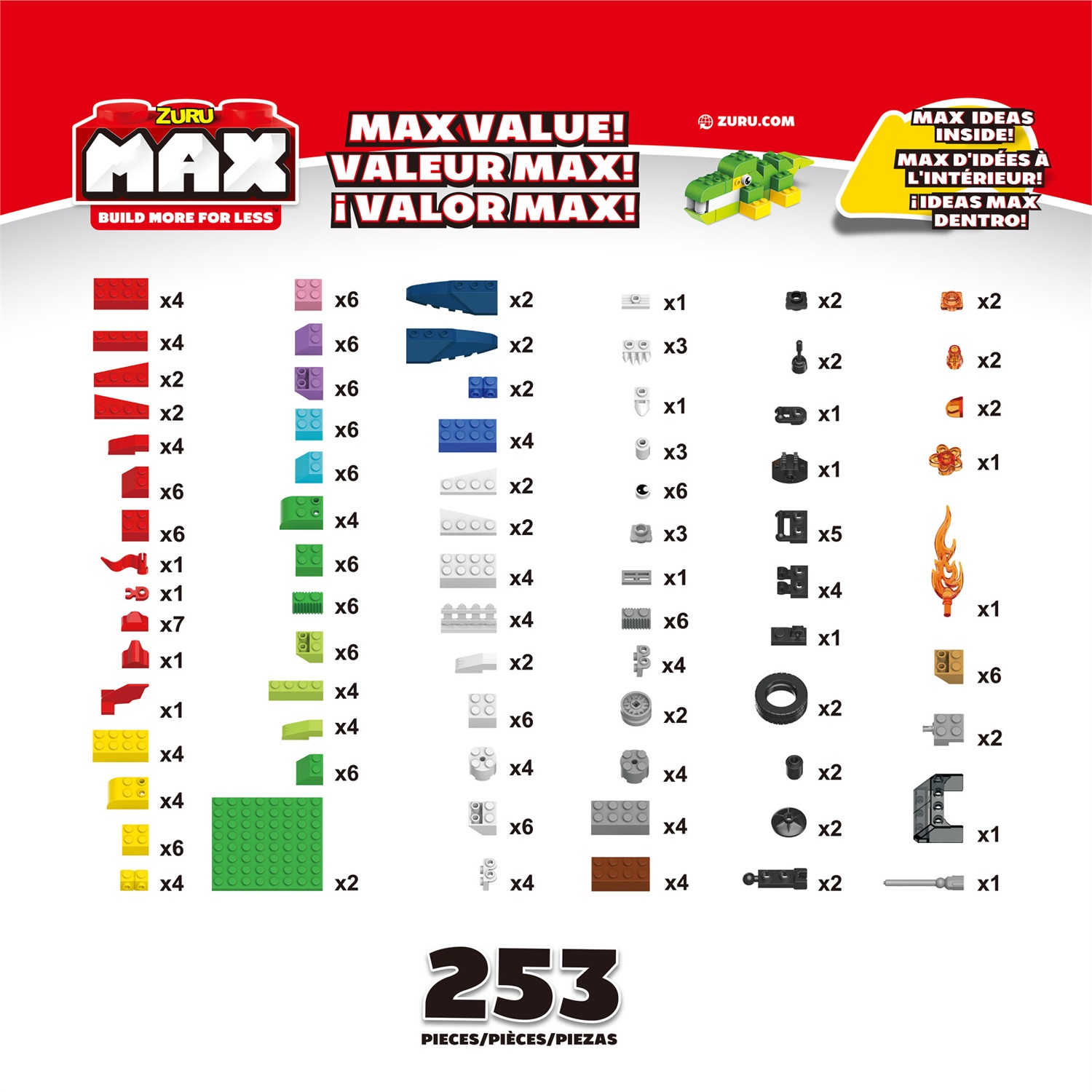 MAX Build Set di Costruzioni 253 Pezzi - Mattoncini Premium per Creatività Illimitata