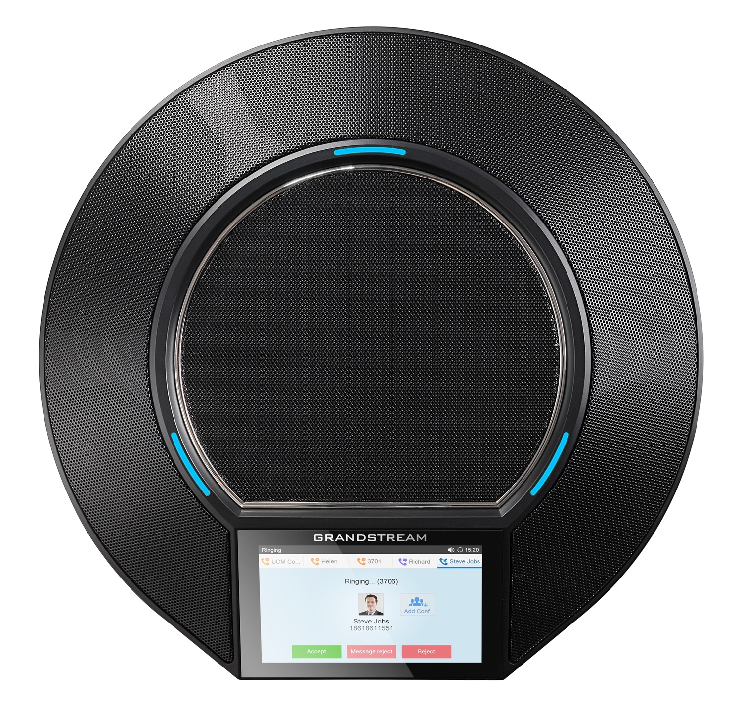 Grandstream Networks GAC2500 Telefono IP Conferenza Nero con Wi-Fi, Bluetooth, Touch Screen, Voce a 360°, 7 Partecipanti, Display LCD 800x480