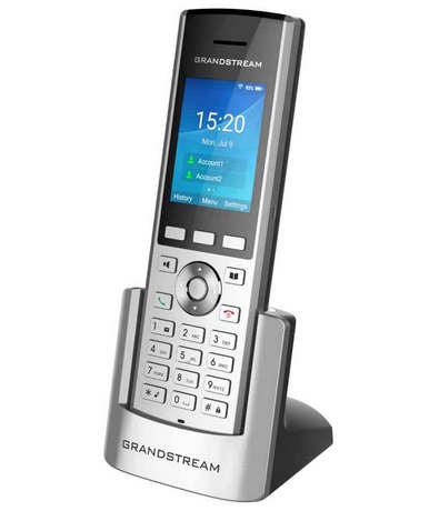 Grandstream WP820 Telefono Cordless Wi-Fi Nero e Argento con Display LCD 2 Linee e Bluetooth