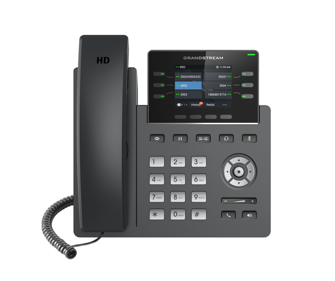 Grandstream GRP2613 Telefono IP Nero con Display TFT 320 x 240, Fino a 6 Linee, Cornetta Cablata