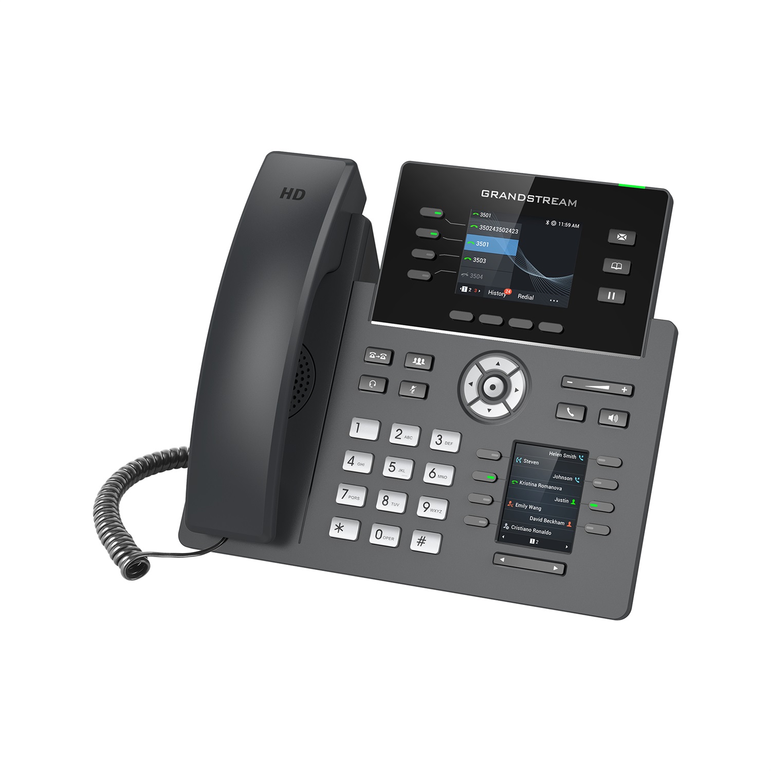 Grandstream GRP2614 Telefono IP Nero 4 Linee con Doppio Schermo LCD a Colori e Wi-Fi