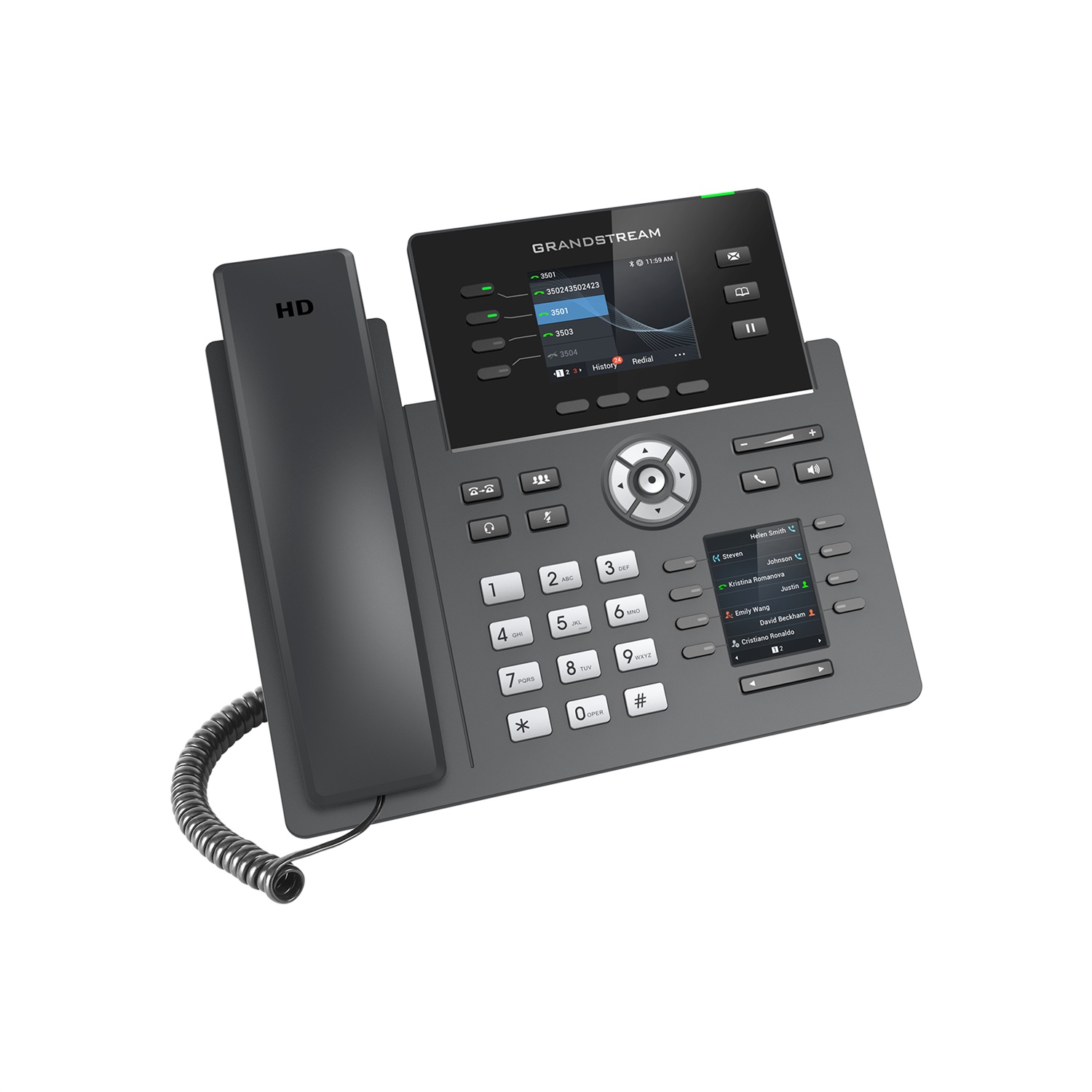 Grandstream GRP2614 Telefono IP Nero 4 Linee con Doppio Schermo LCD a Colori e Wi-Fi