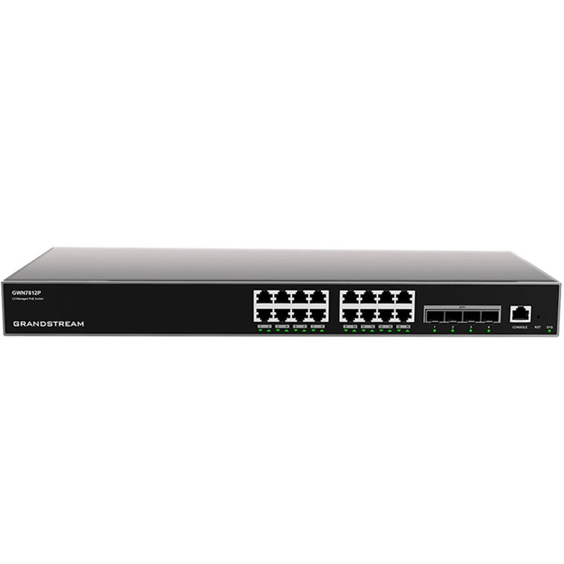 Grandstream Networks GWN7812P Switch di Rete Gestito L3 Gigabit Ethernet con 16 Porte PoE Grigio