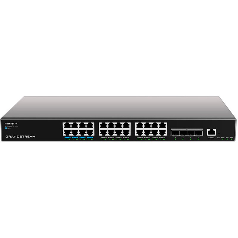 Grandstream GWN7813P Switch di Rete Gestito L3 Gigabit Ethernet (10/100/1000) con 24 Porte RJ45 e Supporto Power over Ethernet (PoE) - Grigio