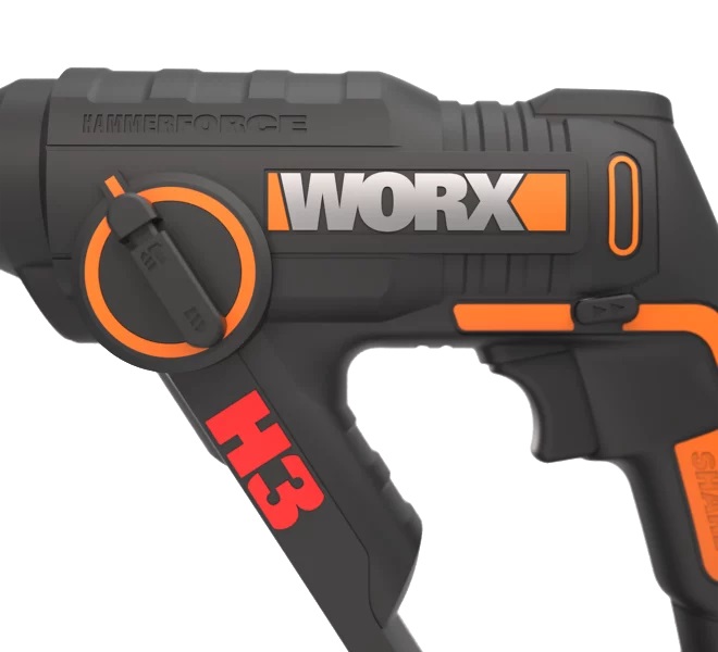 WORX WX390.9 Martello Pneumatico a Batteria 20V, 1.2 Joule, Velocità d'Impatto 5.000 bpm, con Luce LED