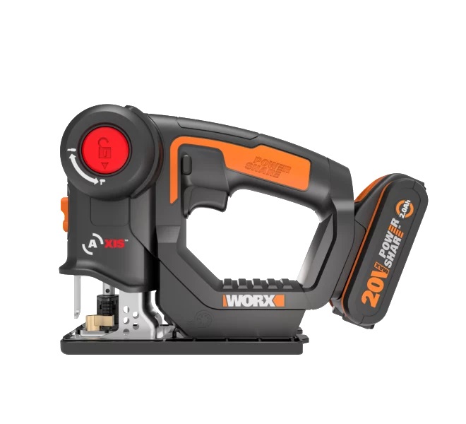 WORX WX550 Seghetto Alternativo e Gattuccio a Batteria 20V con Testa Girevole e Doppio Attacco Lama