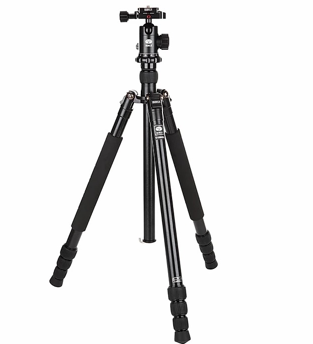 Sirui T-1004XL Traveller Treppiede in Alluminio con Testa E-10 - Altezza 23-169 cm, Portata 8 kg, Peso 1,5 kg
