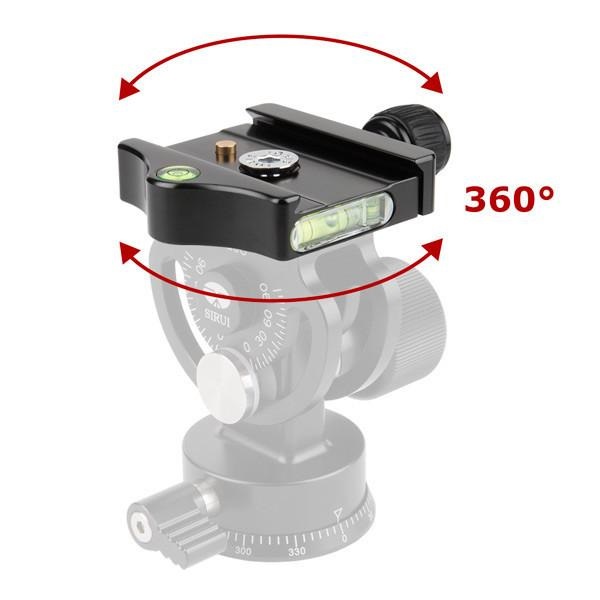 Sirui L-20S - Testa panoramica in alluminio Nero con piastra di ricambio, custodia e portata fino a 25 kg