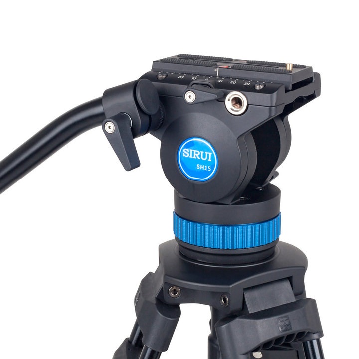 SIRUI Video Treppiede SH-15 - Treppiede in Alluminio Resistente, Altezza 155cm, Testa Fluida, Base Panoramica a 360°, Carico Massimo 10kg