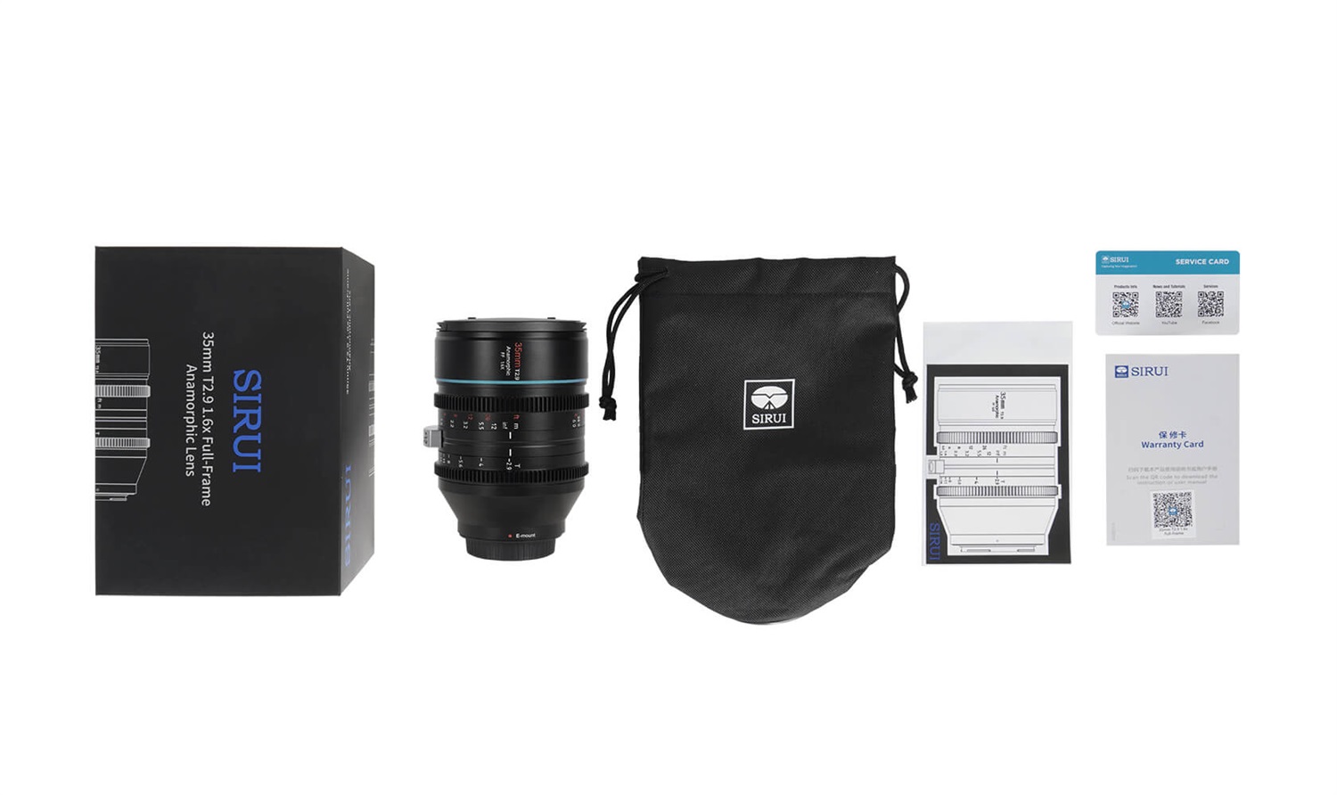 Sirui 35mm T2.9 1.6X Anamorphic Full Frame Cine Obiettivo RF Mount