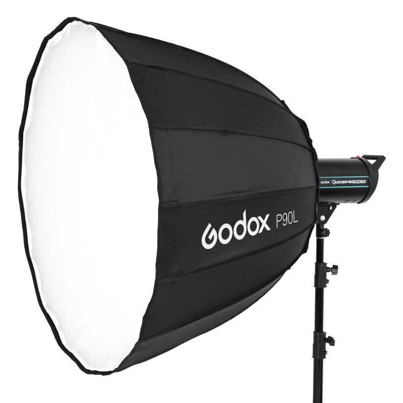 Godox P90L Softbox Parabolico 90cm con Attacco Bowens, Interno Argentato e Doppio Diffusore