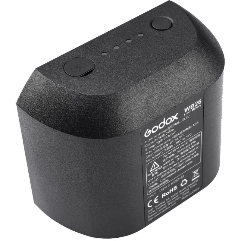 Godox WB26 Batteria Ricaricabile per Flash AD600Pro e Quadralite - 28.8V, 2600mAh, Fino a 360 Flash