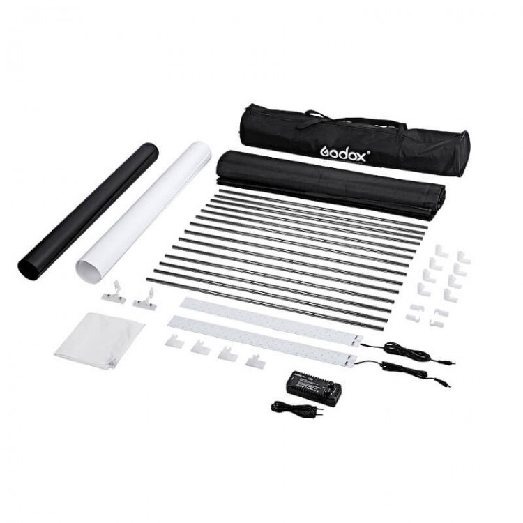 Godox LSD60 Tenda Luminosa per Fotografia - Mini Studio Portatile 60x60x60cm con Illuminazione a Doppia Luce LED e Diffusore