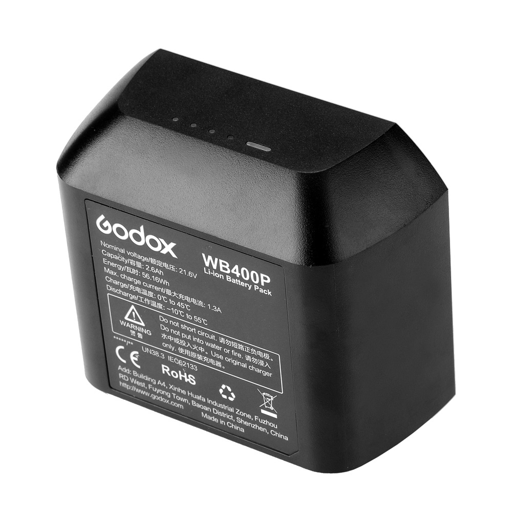 Godox WB400P Batteria Ricaricabile agli Ioni di Litio per AD400Pro - 2600mAh, 21.6V, Fino a 380 Flash