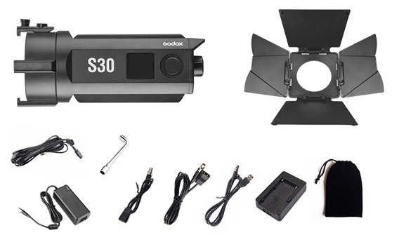 Godox S30 30 W Focusing LED Light - Luce LED Regolabile da 6° a 55°, Dimmerabile dal 10% al 100%, CRI 96