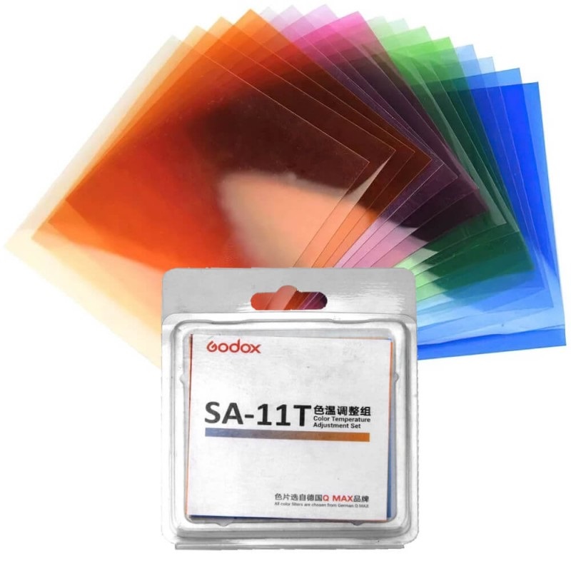 Godox SA-11T Set di Filtri Colorati per Illuminazione Fotografica - 16 Gelatine per Correzione Temperatura Colore, Compatibile con S30 e Altri Modelli