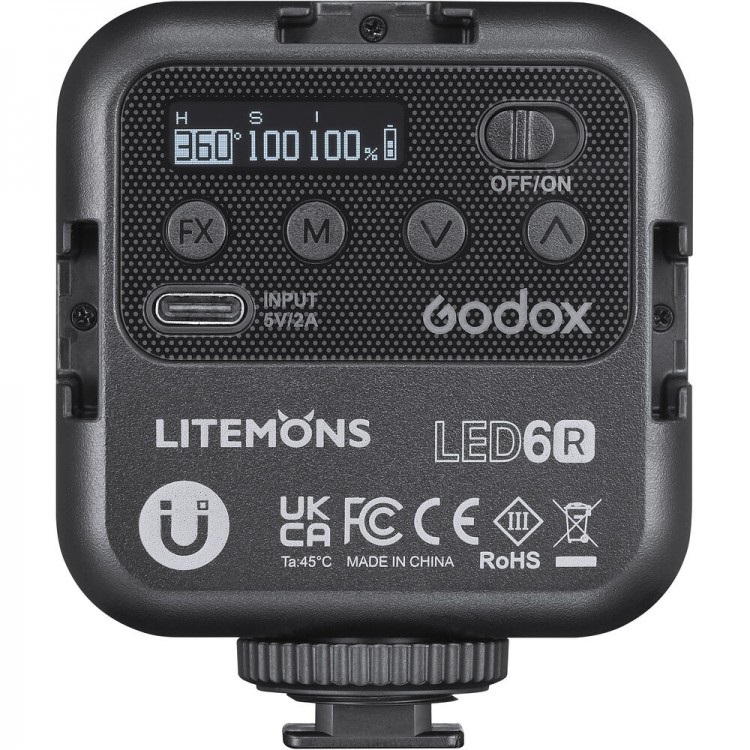 Godox Litemons LED6R Luce Video RGB - Bicolore 3200K-6500K, CRI 95, 13 Effetti Luminosi, Ricaricabile