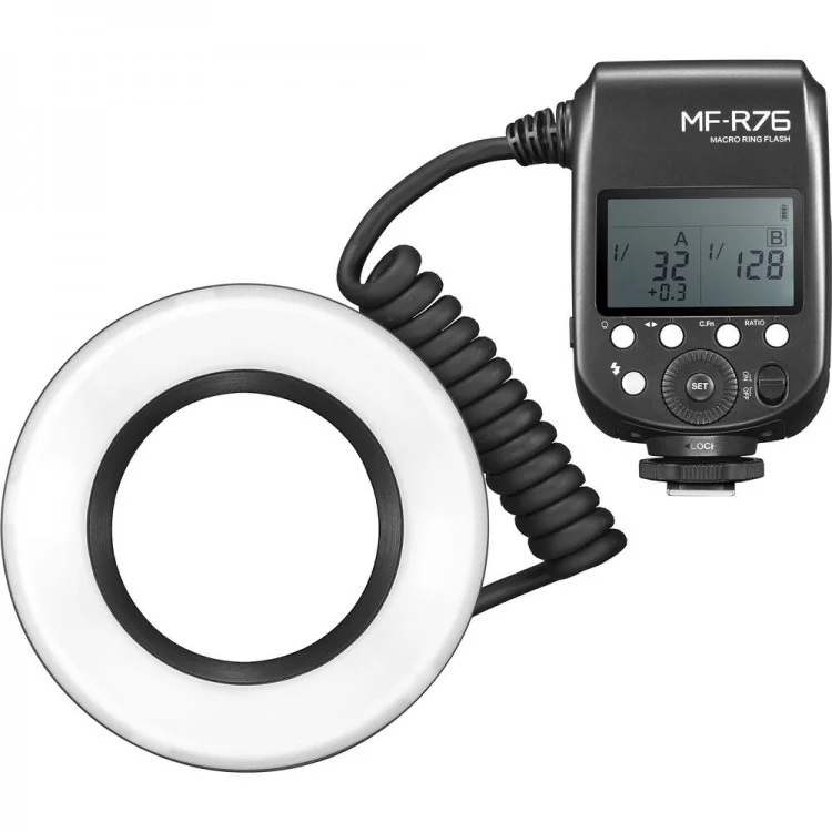 Godox MF-R76 Flash Macro Anulare - Illuminazione Morbida e Uniforme per Fotografia Macro, Compatibile con DSLR Canon, Nikon, Sony e Altri
