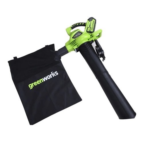Greenworks GD40BV Soffiatore/Aspiratore per Foglie 40V con Motore Brushless, 280 km/h, 9,63 m³/min, Sacco di Raccolta da 45L, SENZA Batteria e Caricabatterie, Garanzia 3 Anni