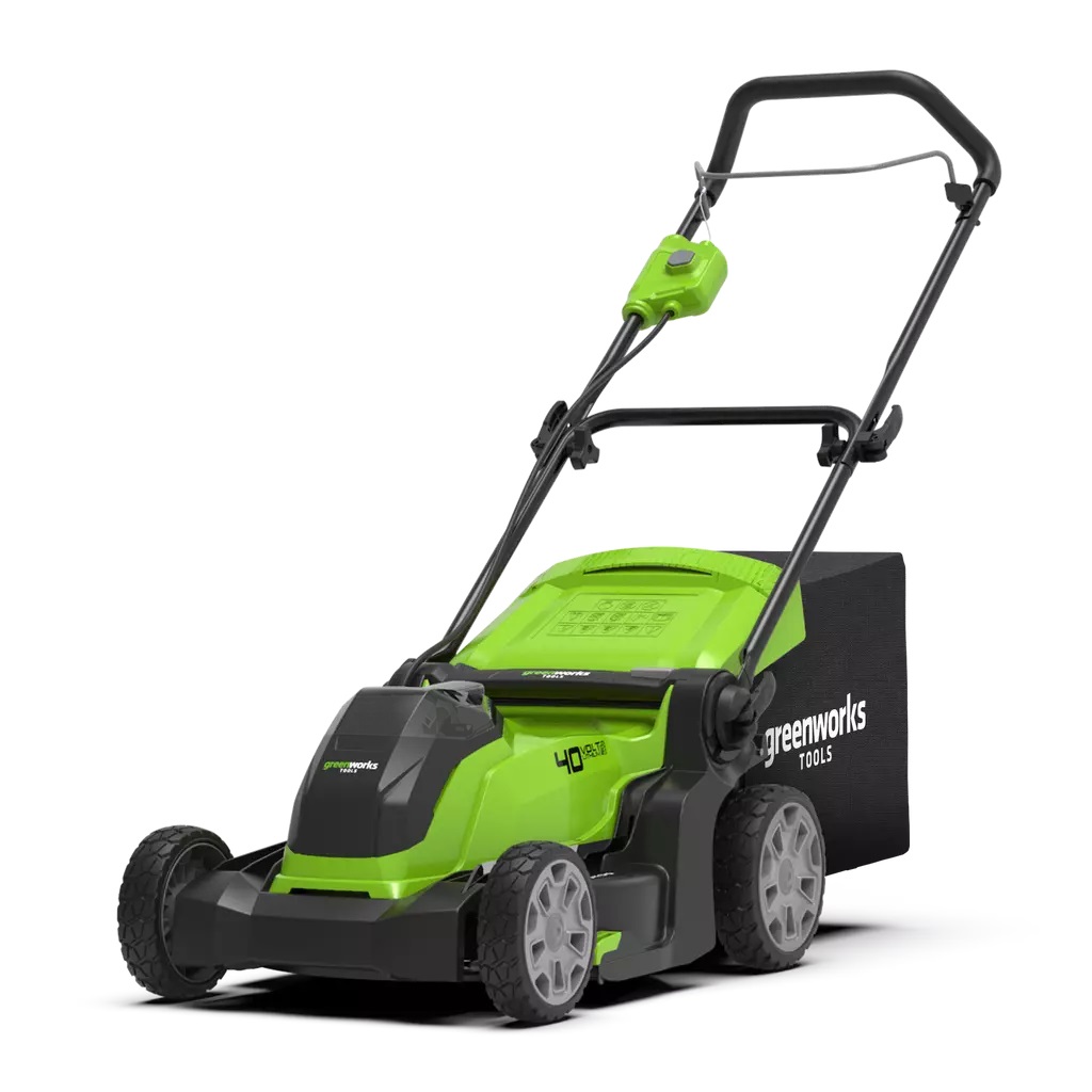 Greenworks G40LM41 Tagliaerba a spinta Batteria 40V, Larghezza di taglio 41 cm, Superficie max 600 m², Cesto di raccolta 50 litri, Funzione Mulching