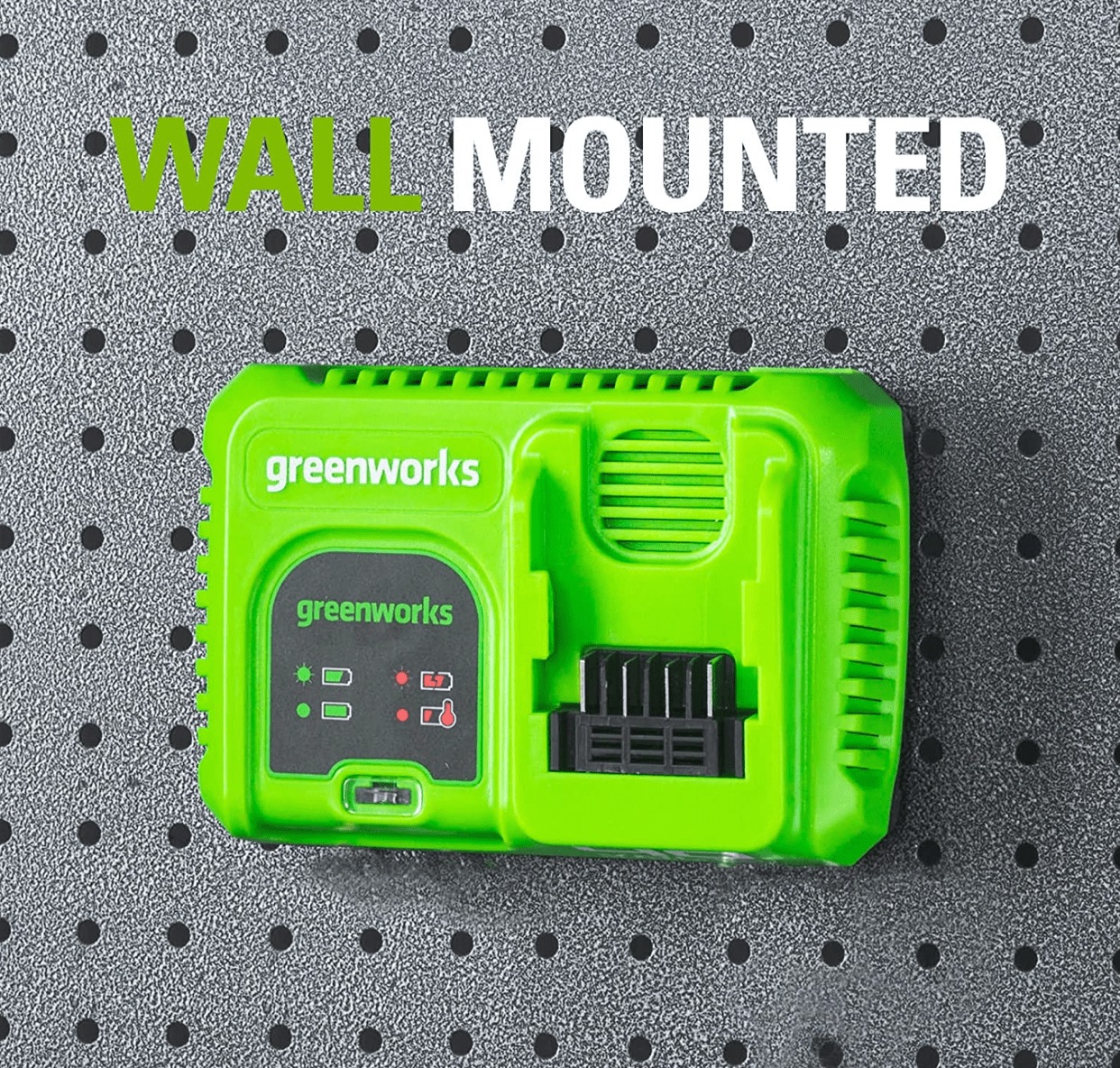 Greenworks Caricabatterie Rapido 40V 5AH con Raffreddamento Integrato e LED Indicatore