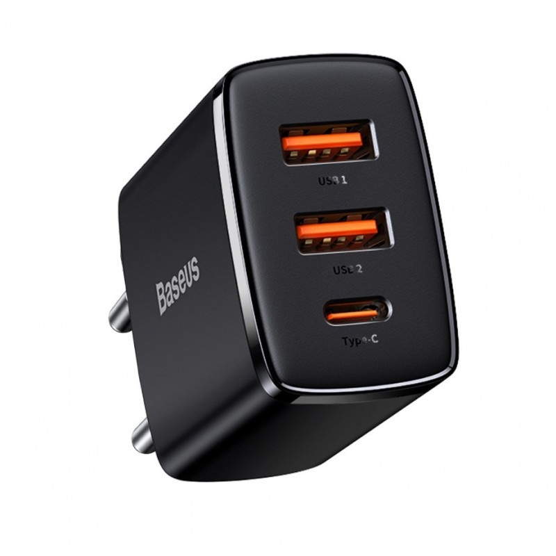 Baseus Alimentatore da rete 30W Nero - Ricarica rapida, compatto e per tre dispositivi
