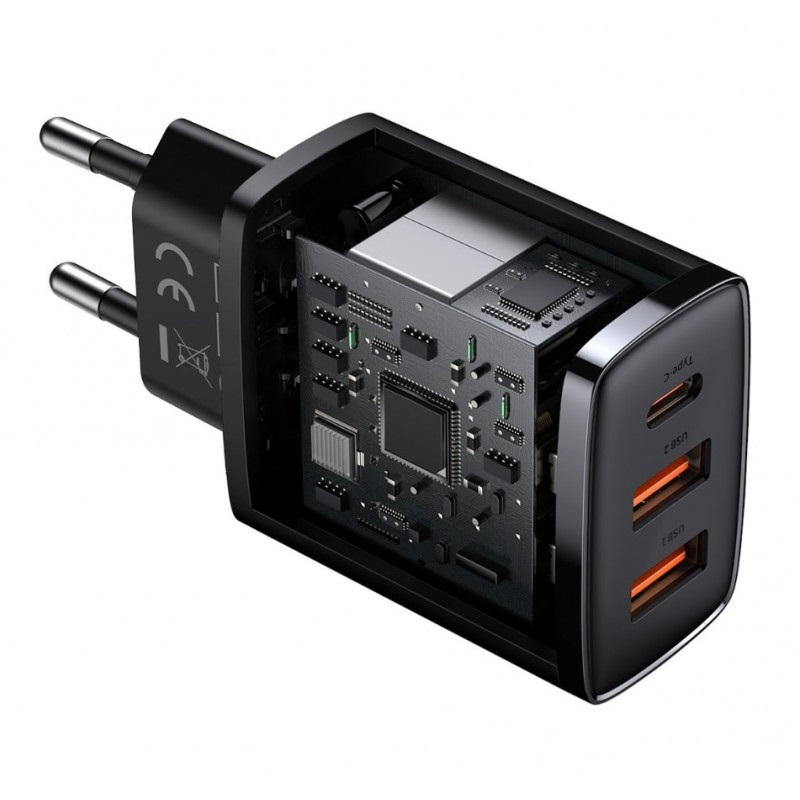 Baseus Alimentatore da rete 30W Nero - Ricarica rapida, compatto e per tre dispositivi