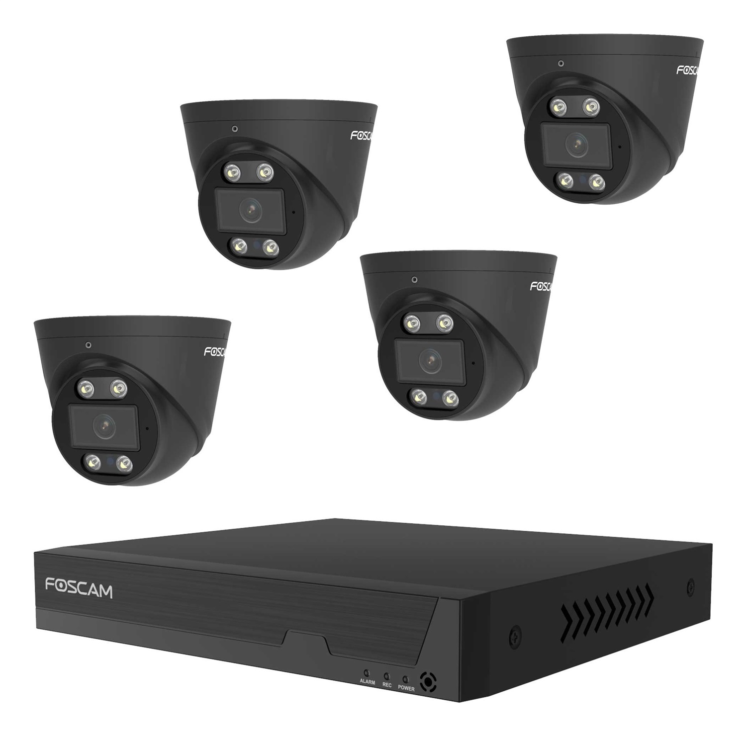 Foscam FN9108E-T4-2T BLACK Kit di Videosorveglianza Cablato 8 Canali con Telecamere a Cupola Esterno RJ-45