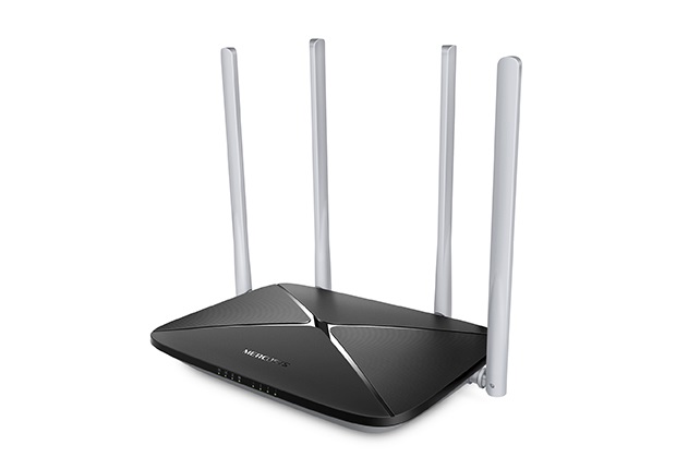 Mercusys AC12 Router Wireless Dual Band fino a 1200 Mbps - Wi-Fi 5 (802.11ac), 4 Antenne, 1 WAN 4 LAN, Nero