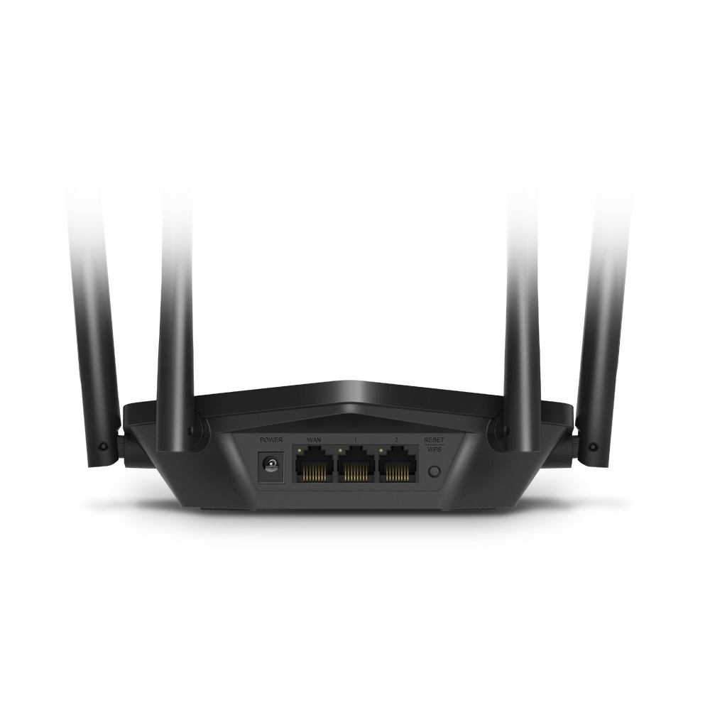 Mercusys MR60X Router Wireless AX1500 Dual-band Wi-Fi 6 (802.11ax) - 300 Mbps a 2.4 GHz 1201 Mbps a 5 GHz, 4 Antenne Esterne, 2 Porte LAN Gigabit, Nero