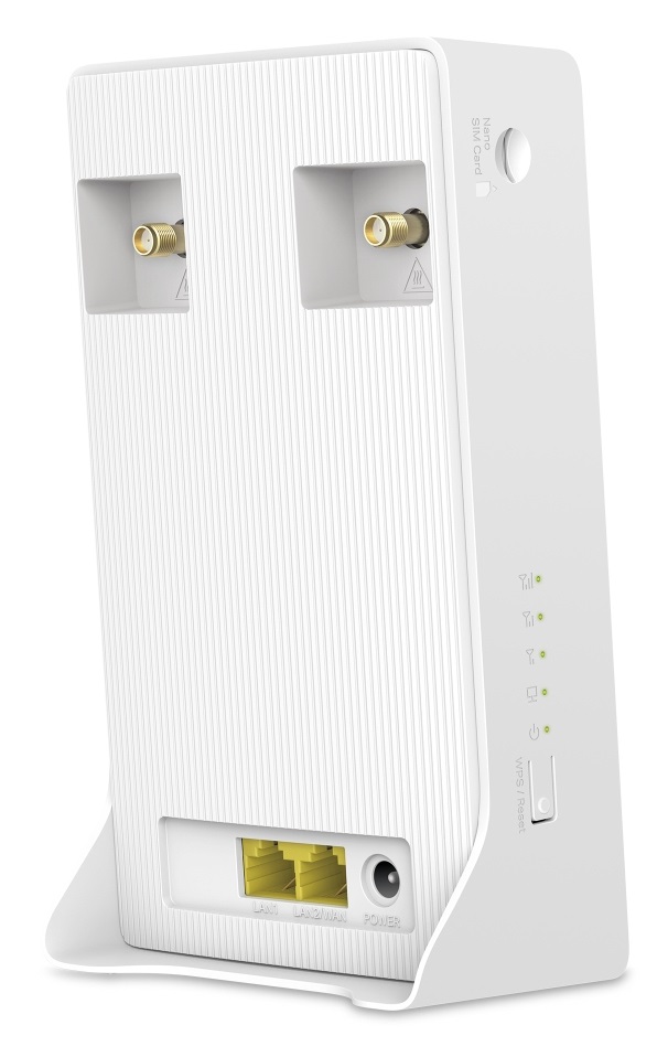 Mercusys MB110-4G Router 4G LTE Wireless N300, Wi-Fi 4 (802.11n), Banda singola (2.4 GHz), fino a 150 Mbps, compatibile con tutte le SIM, design da tavolo/palo, Bianco
