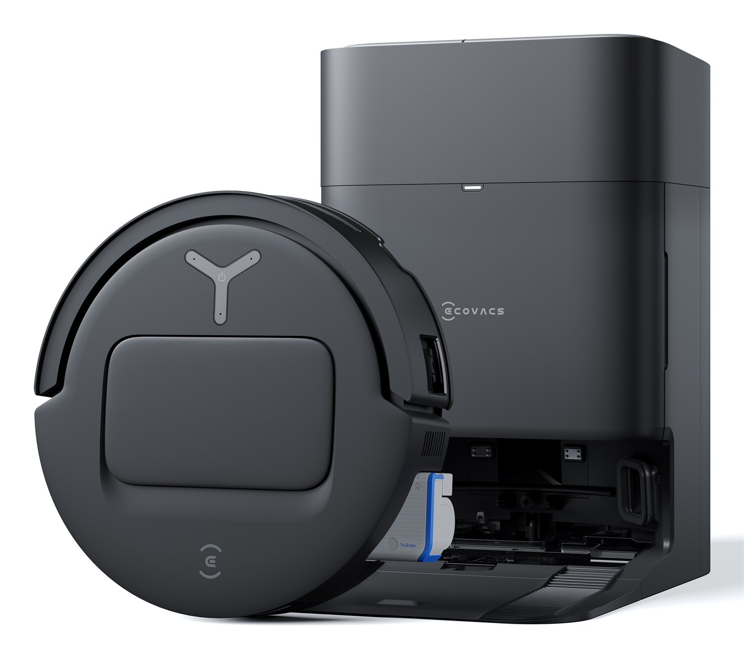 ECOVACS DEEBOT T80 OMNI Robot Aspirapolvere Lavapavimenti Nero, 18.000 Pa, Spazzola OZMO ROLLER, ZeroTangle 3.0, Lavaggio Mocio con Acqua Calda a 40-75 °C, Asciugatura ad Aria Calda, Capacità 3L, Senza Sacchetto