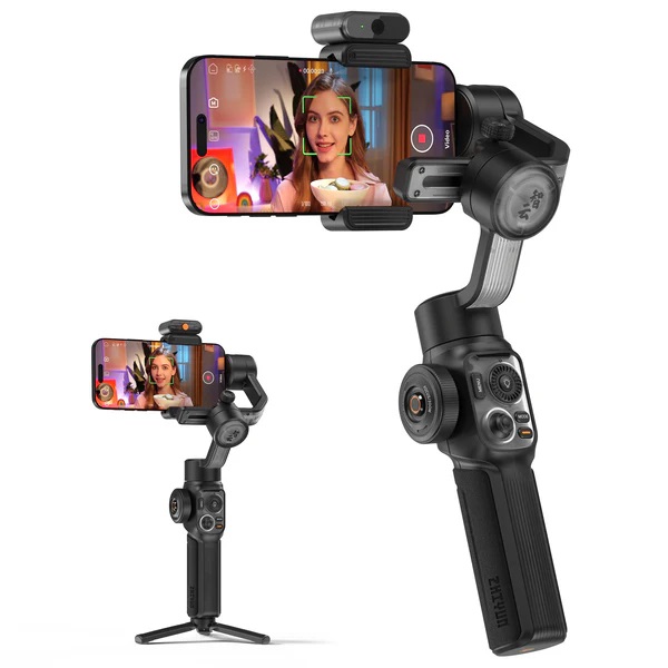 Zhiyun Smooth 5S AI - Gimbal Professionale per Smartphone a 3 Assi con Modalità Vortex per Riprese a 360°