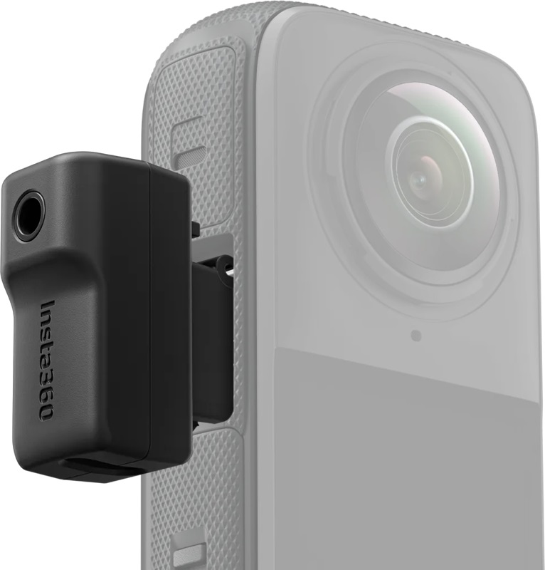 Insta360 Adattatore per Microfono Compatibile con X4 - Invisibile nelle Riprese 360, Design 2 in 1, Porte Type-C e 3,5 mm
