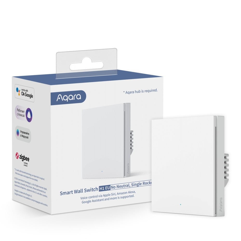 Aqara Interruttore della Luce WS-EUK01 in Policarbonato (PC) Bianco con Illuminazione e Indicatori LED
