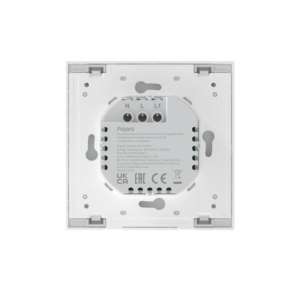 Aqara Smart Wall Switch H1 EU - Interruttore a parete in Policarbonato con supporto per scatole rotonde e protocollo Zigbee 3.0