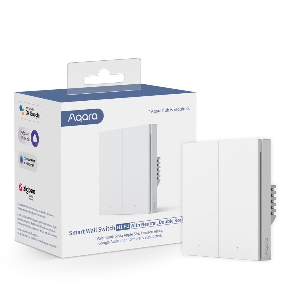 Aqara Smart Wall Switch H1 EU - Interruttore a parete intelligente in Policarbonato Bianco con supporto Zigbee 3.0