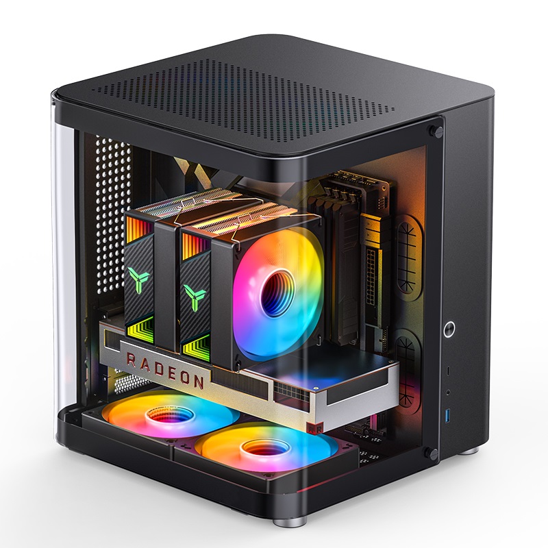Jonsbo TK-1 2.0 Mini Tower Nero - Micro-ATX Case con Vetro Temperato, Supporto Radiatore 240mm e USB-C