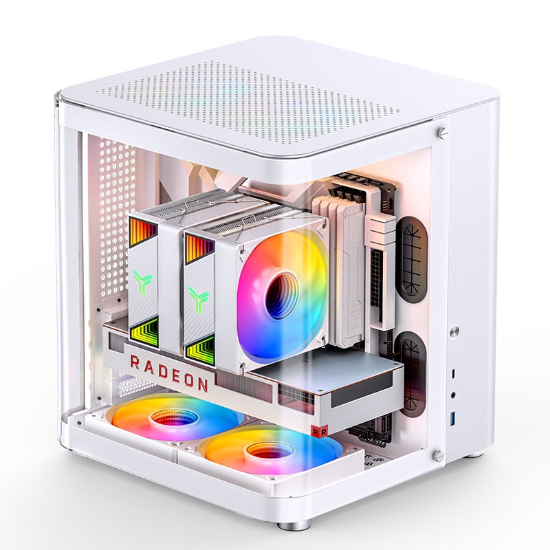 JONSBO TK-1 2.0 Mini Tower Bianco con Vetro Temperato, supporto ITX/M-ATX, fino a 280 mm GPU