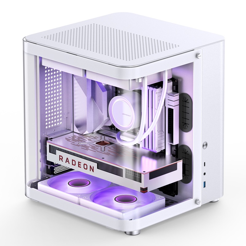 JONSBO TK-1 2.0 Mini Tower Bianco con Vetro Temperato, supporto ITX/M-ATX, fino a 280 mm GPU