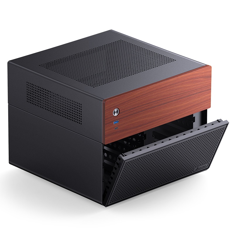 Jonsbo N4 NAS Case Micro-ATX Nero e Legno - Minitower con supporto per 6 HDD da 3,5