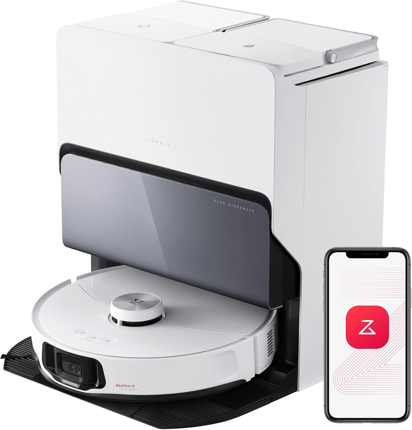 Roborock S8 MaxV Ultra - Aspirapolvere Robot Combi Bianco, Capacità 2,77 L, Emissione Acustica 67 dB, Forma Rotonda