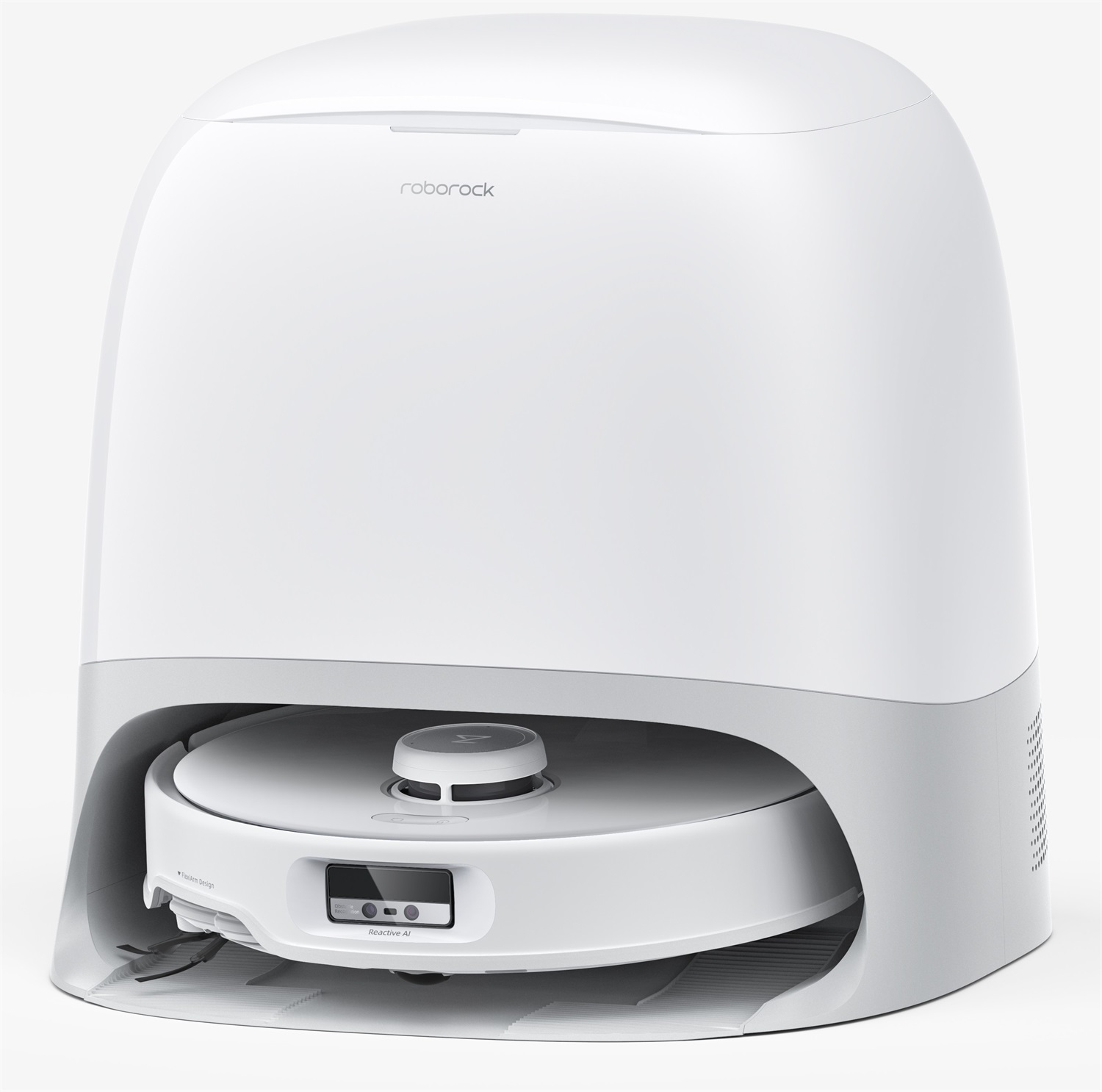 Roborock Q Revo Curv - Aspirapolvere Robot Bianco con Potente Aspirazione 18.500 Pa, Stazione Multifunzionale 3.0 e Autonomia di 240 Minuti