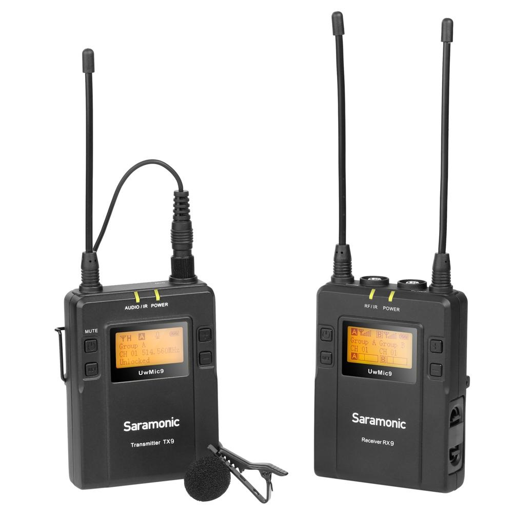Saramonic UWMIC9 Kit Deluxe Microfono Wireless Lavalier UHF con Trasmettitore TX9 e Ricevitore RX9