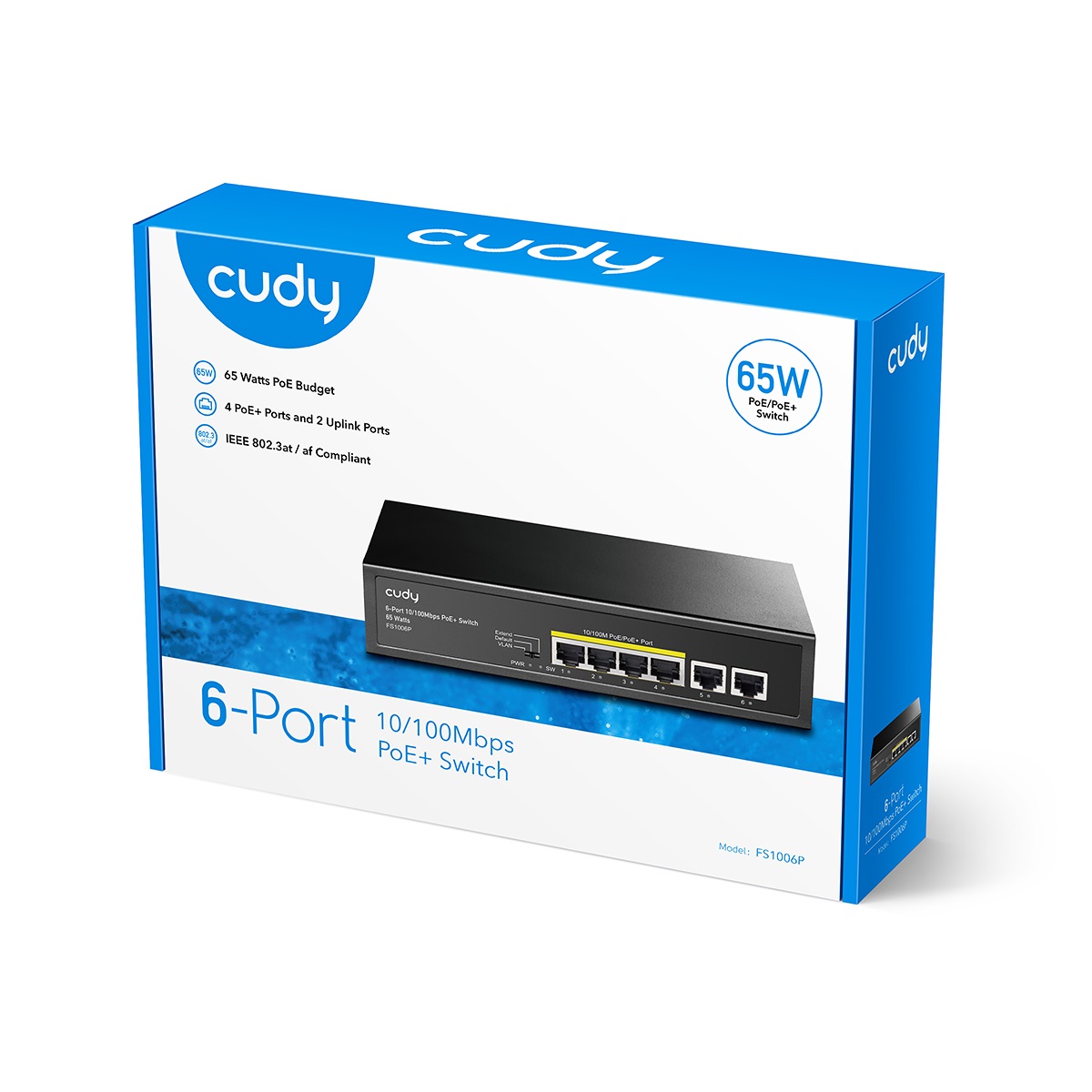 Cudy FS1006P Switch di Rete Non Gestito 6 Porte 10/100Mbps con 4 Porte PoE 60W, Supporto per Modalità CCTV e VLAN